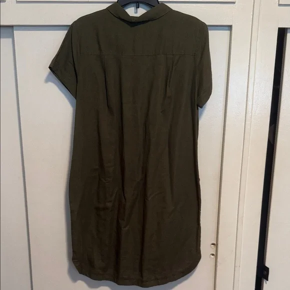 Banana Republic Olive Button-Front Shirt Dress - Picture 4 of 4